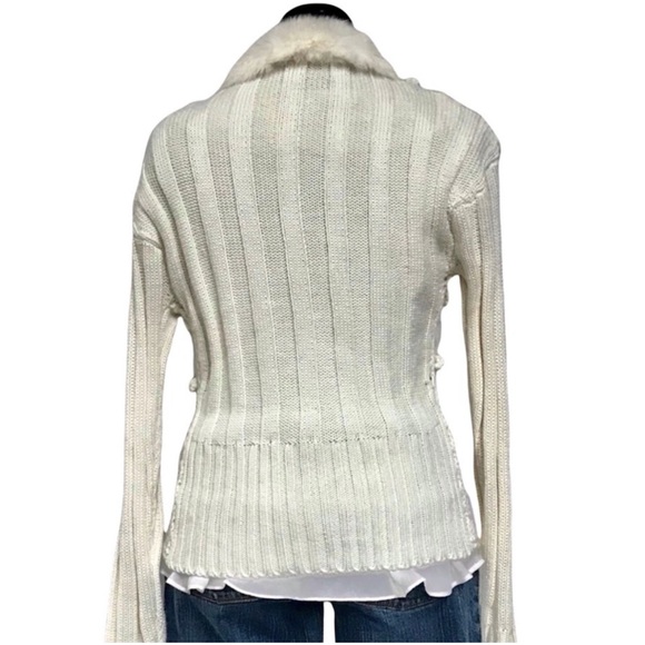 Paris Dreams rabbit fur wool blend cardigan sweater - Picture 2 of 6
